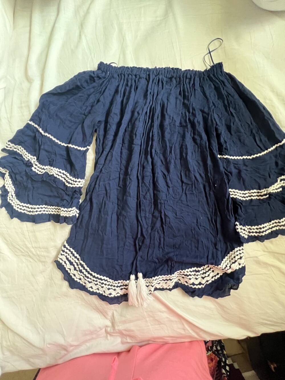 Surf Gypsy Women’s Size M Navy Blue Swim Cover Up Off the Shoulder Top Boho